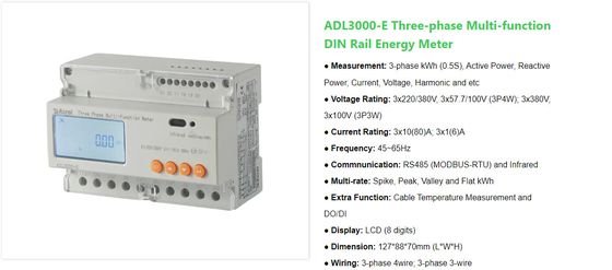 ADL3000 Modbus RTU Three Phase Din Rail Energy Meter UL Certification